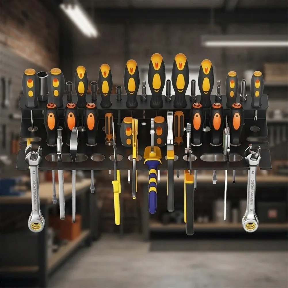 Wall Mounted Tool Organizer for Workshop - 40 for x 12.7 for x 4.4 cm Thick Metal Rack Supporting Pliers Files and Other Hand