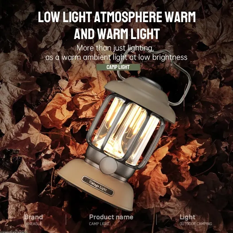 Retro Portable Camping Lantern Outdoor Kerosene Vintage Camping Lights 3 Lighting Modes Tent Light for Hiking Climbing Yard