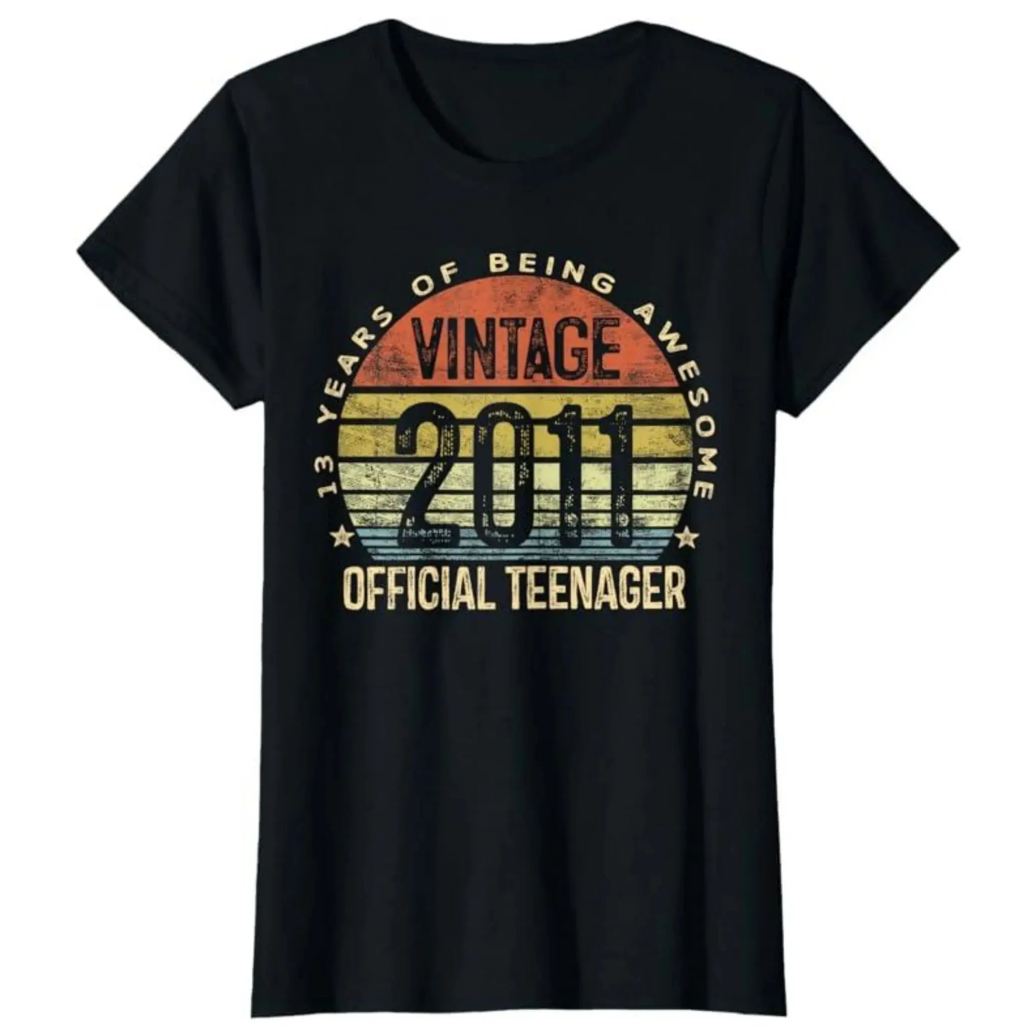 Vintage 2011 Official Teenager 13th Birthday Gifts 13 Yr Old Women's Crew Neck Fashion Novelty 100% Cotton T-Shirt 01232