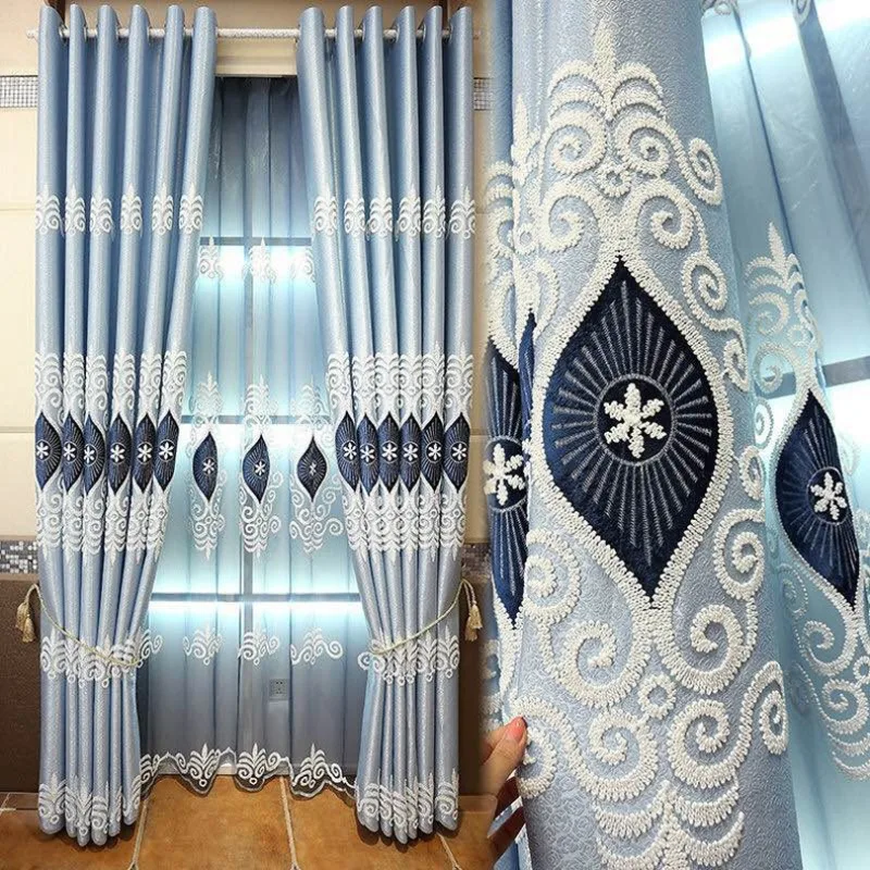 

High-quality European Embroidered Curtains for Living Room High Beauty Angel Eye Curtain Shading and Thermal Insulation Curtains