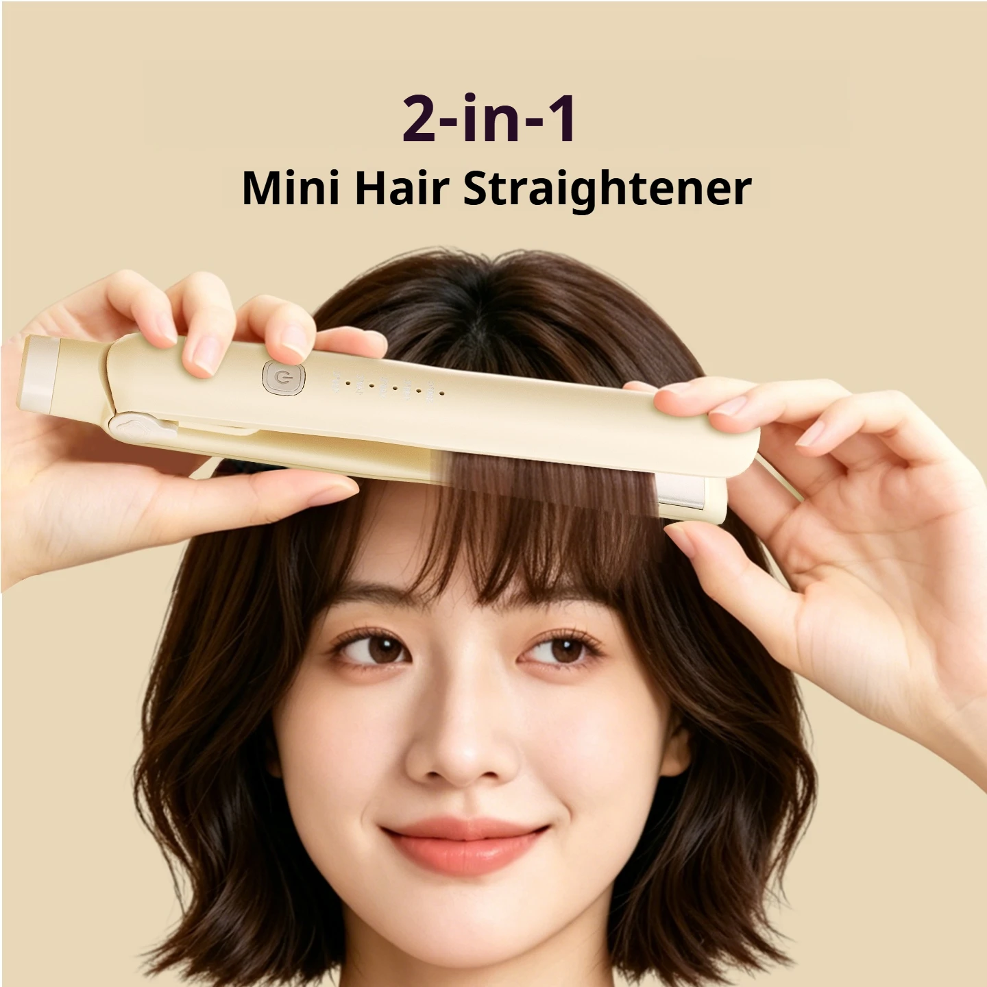 

Portable Hair Straightener and Curler 2 in 1 100 Million Negative Ions 3 Layer Anti Scald Low Power 26W Safe for Travel