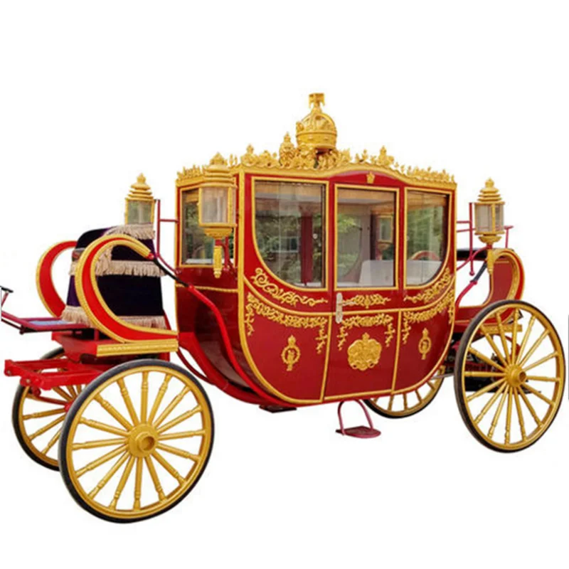 2023 Electric Royal Cinderella Wedding Horse Carriage Special Transportation Family  Tourist Sightseeing Caravan Cart