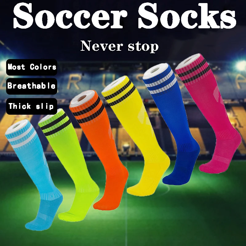 Soccer Socks Adults Men Kids Breathable Sweat absorptionKnee High Training Running Long Stocking Towel Bottom Sports Socks