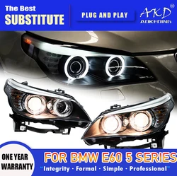 AKD Head Lamp for BMW E60 LED Headlight 2003-2010 Headlights 520i 523i 530 DRL Turn Signal High Beam Angel Eye Projector Lens