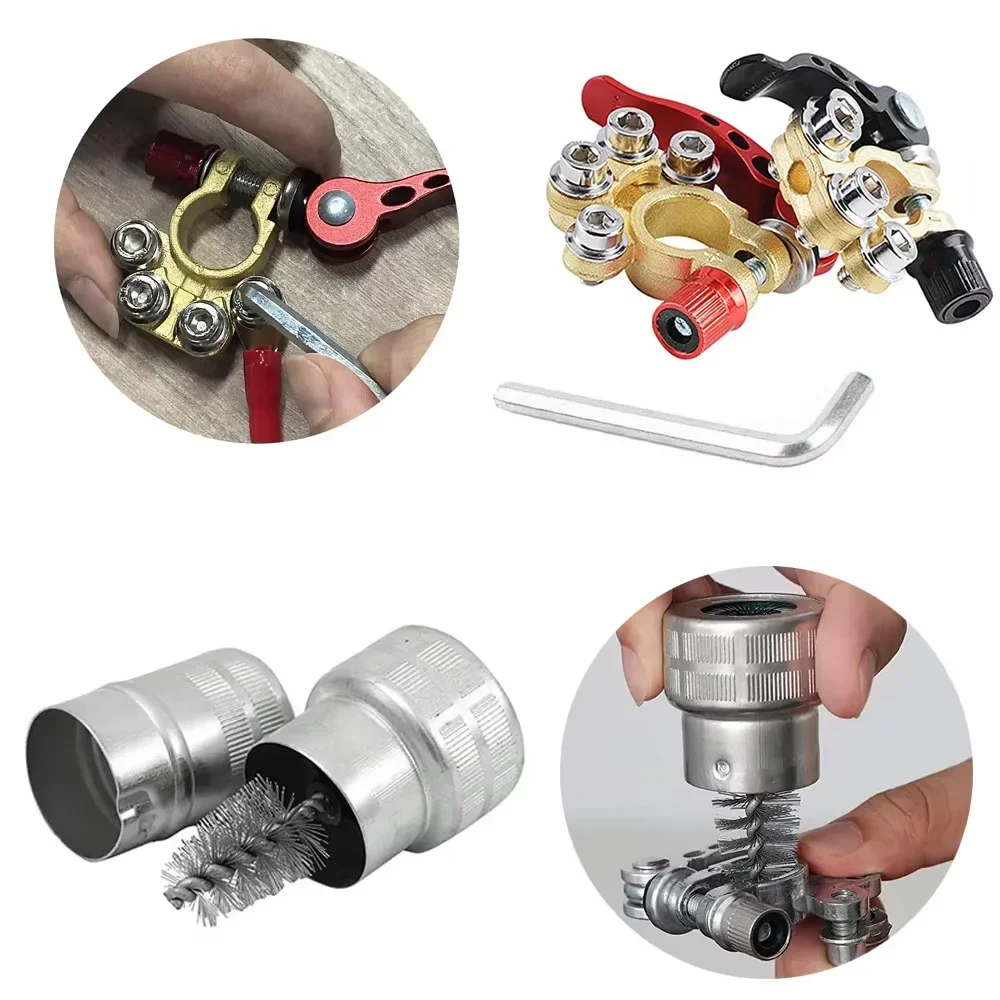 Car Battery Terminal Connectors, 4 Way Quick Release Disconnect Car Battery Terminal for SAE/JIS Type A Posts, Compatible Auto