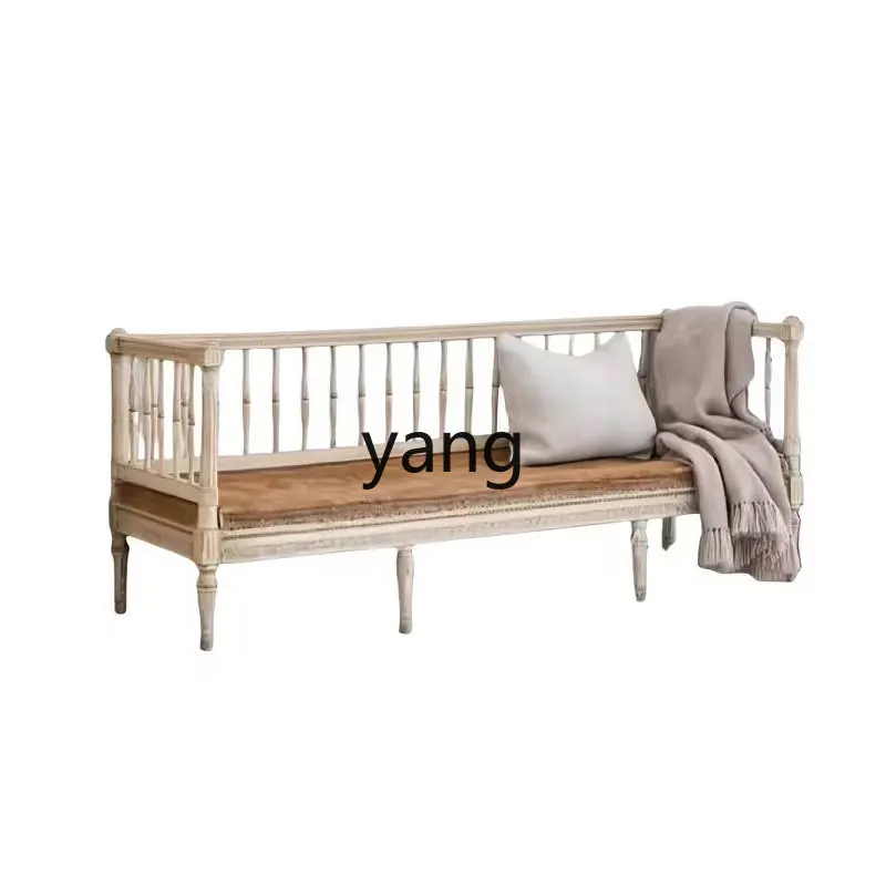 

LH retro solid wood sofa antique studio B & B living room single double three straight row sofa