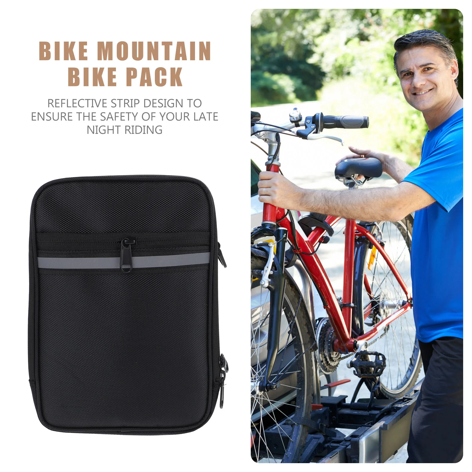 

Waterproof Bike Under Seat Bag Mountain Bike Storage Pouch Large Capacity Riding Pack Durable Polyester Reflective Safety Design