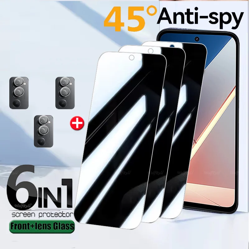 

6/4/2in1 For Poco M8S Glass Xiaomi Poco M8S Tempered Glass 9H Privacy Anti-Spy Screen Protective Protector Poco M8S Lens Glass