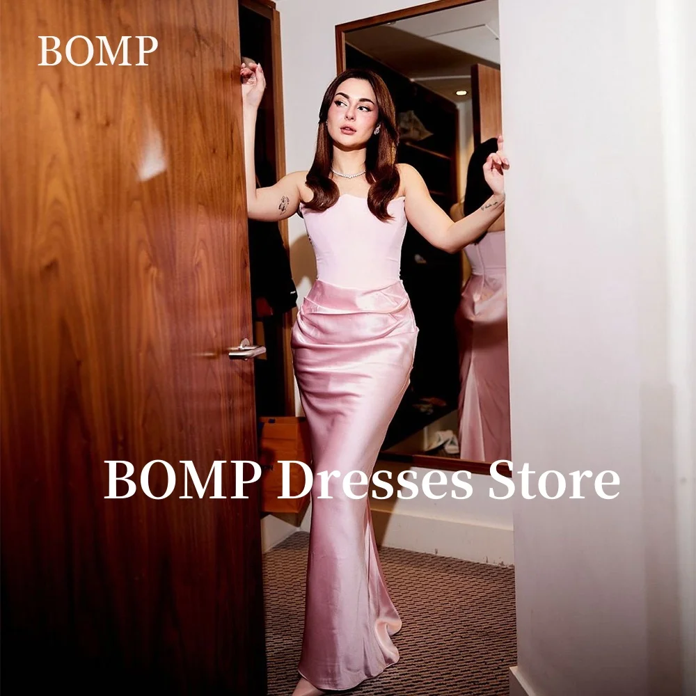

BOMP Яркие розовые вечерние платья Русалка со складками без бретелек Свадебные платья для выпускного вечера Элегантные платья по индивидуальному заказу Vestidos Novias Boda
