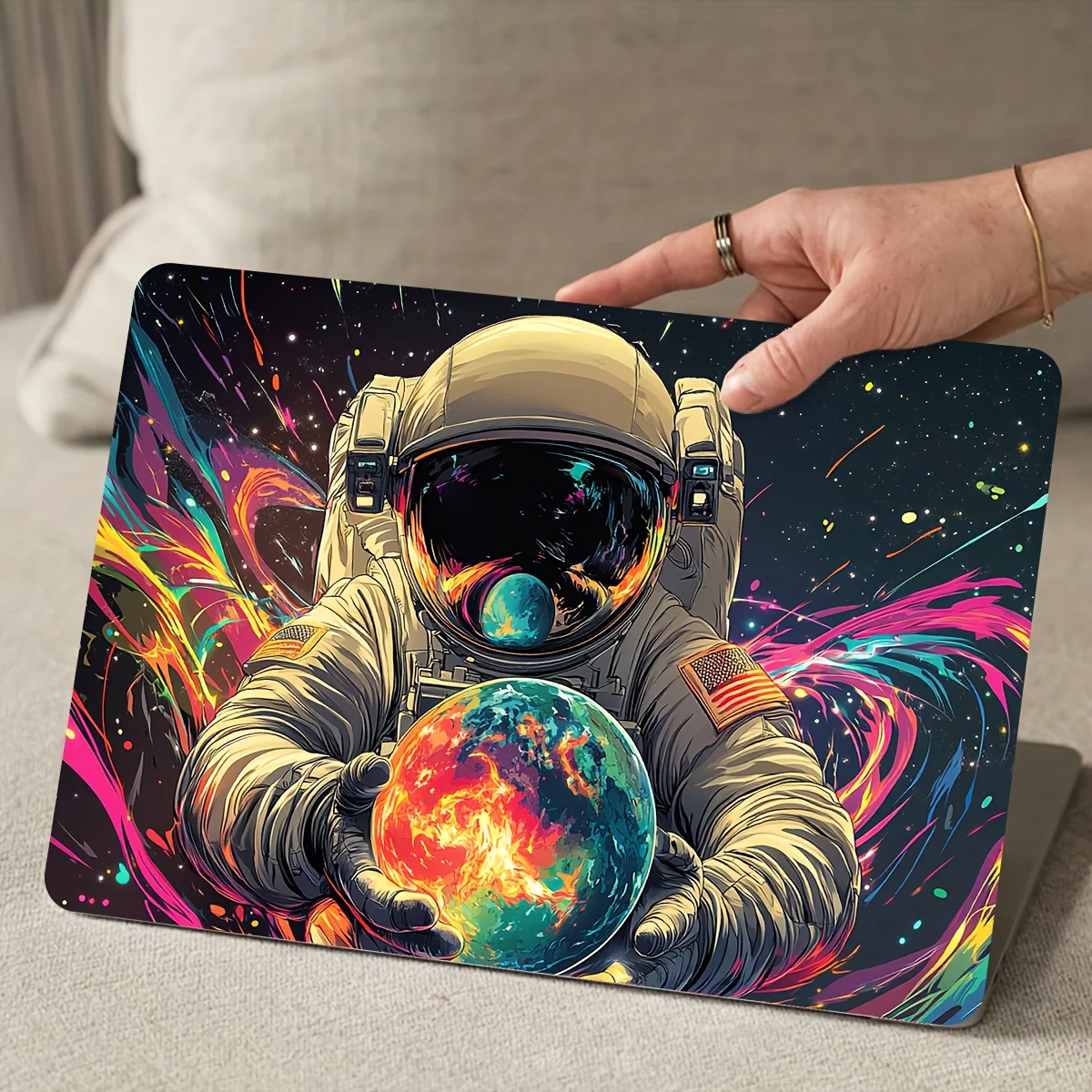 2-Piece Astronaut Laptop Sticker - Vivid Space Design Waterproof Scratch Resistant Vinyl Sticker, Self-Adhesive for Notebooks