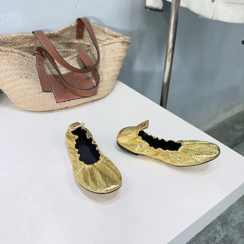 New sheepskin non tiring women's shoes with soft soles, casual one foot flat shoes, ballet dance shoes