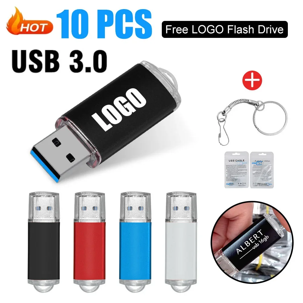 

10Pcs/lot High Speed USB 3.0 Pendrive 32GB 64GB Memory Stick Cle USB Flash Drive 128GB Pen Drive For PC Laptop Car Devices Audio