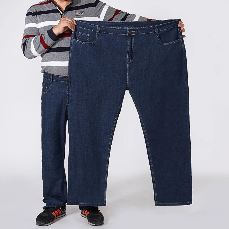 جينز دينم للرجال مقاس كبير 30-48 50 52 54 56 300 كجم سراويل عمل عصرية غير رسمية مرنة فضفاضة مستقيمة طويلة مقاس كبير #6