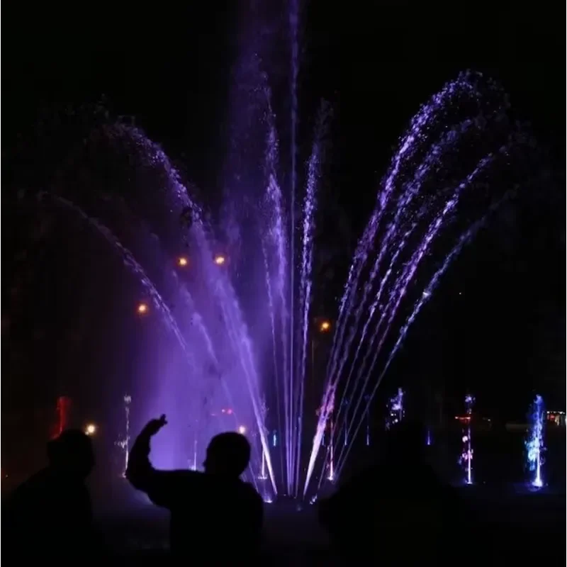 for Home Garden Decor Modern Small Round Stainless Steel Water Fountain Outdoor Lake Pond Dancing Music Feature Landscape