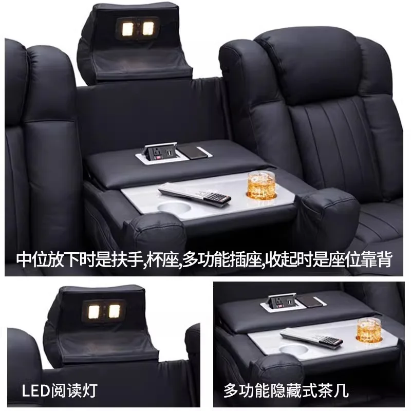 Leather sofa, first layer cowhide electric function home theater audio-visual room sofa