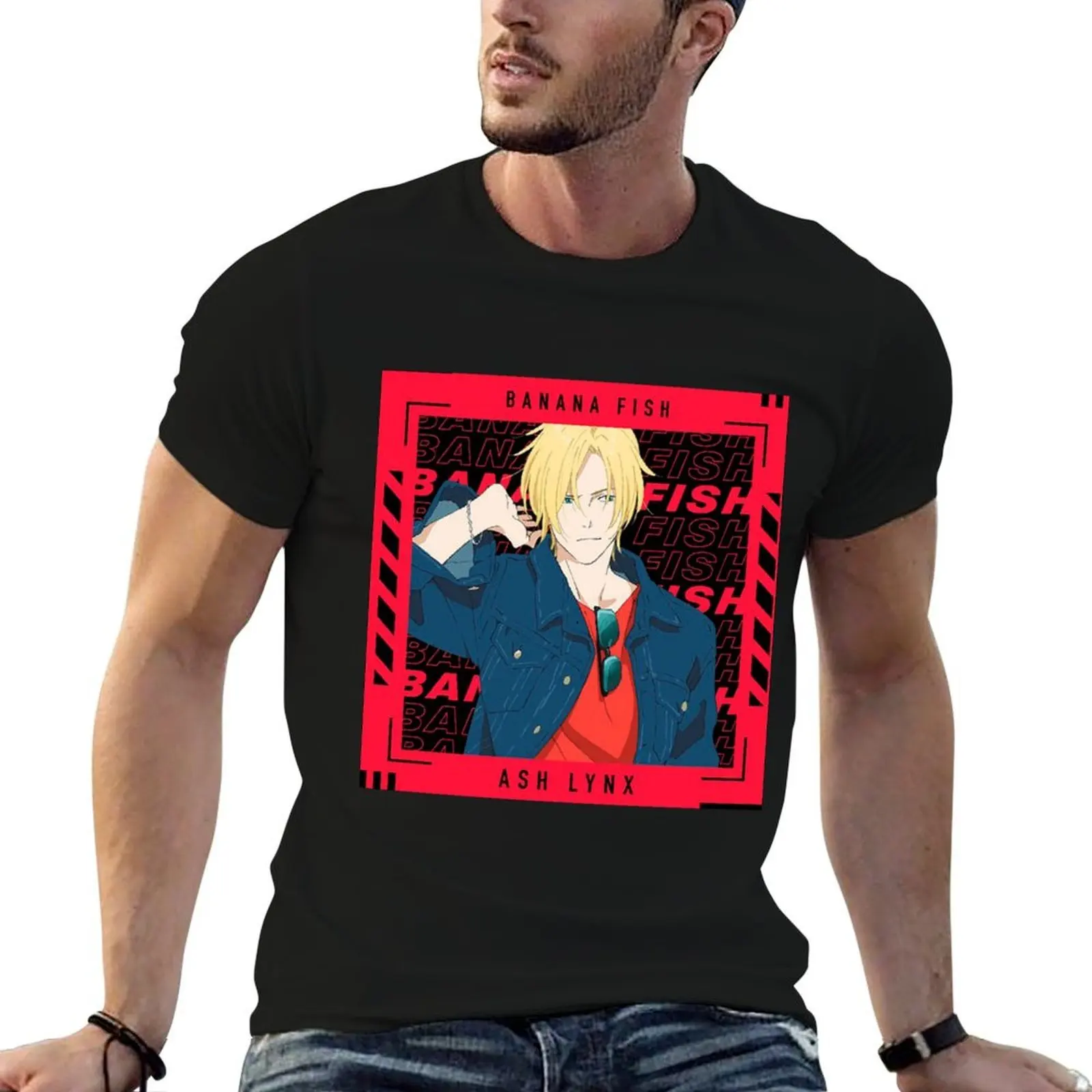 

Ash Lynx Red v2 T-Shirt man t shirt cotton high quality anime t shirts for man anime t shirts oversize T-shirt