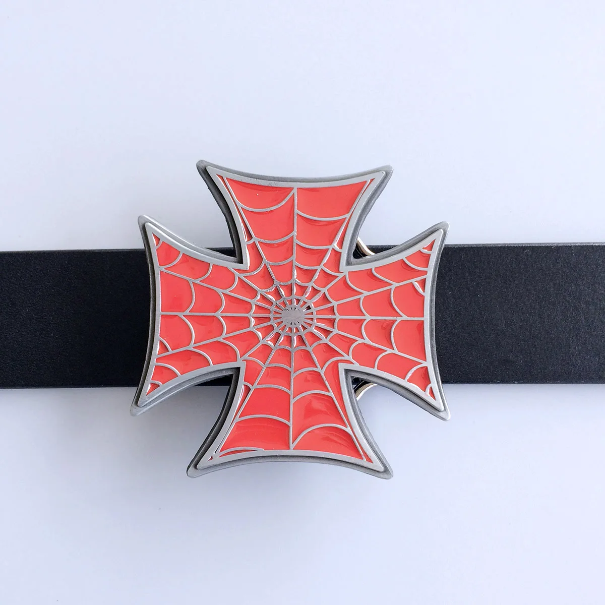 Red Enamel Cross Spider Web Belt Buckle Gurtelschnalle Boucle de ceinture BUCKLE-OC022 view 6
