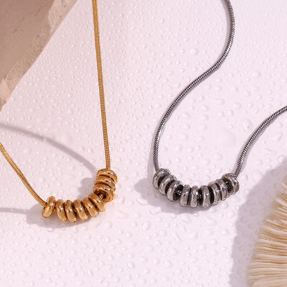 E. b. Belle 18 Karat vergoldet Silber Farbe Edelstahl Schlangen kette Perlen Anhänger Halskette minimalist ische Kette Halskette für Frauen