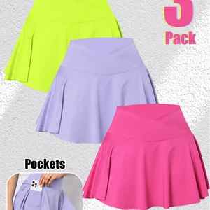 Saia plissada feminina com bolsos, espartilho ao ar livre, shorts de cintura V alta, saias de tênis magras, fitness, bolsos de dopamina 8 principais vendas crop e saia - №5