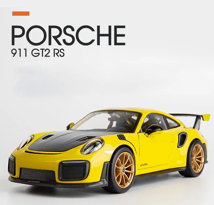 Maisto 1:24 Porsche 911 GT2 RS Supercar Simulation Toy Vehicles Model Alloy Children Pull Back Toys Collection Gift Car Kids