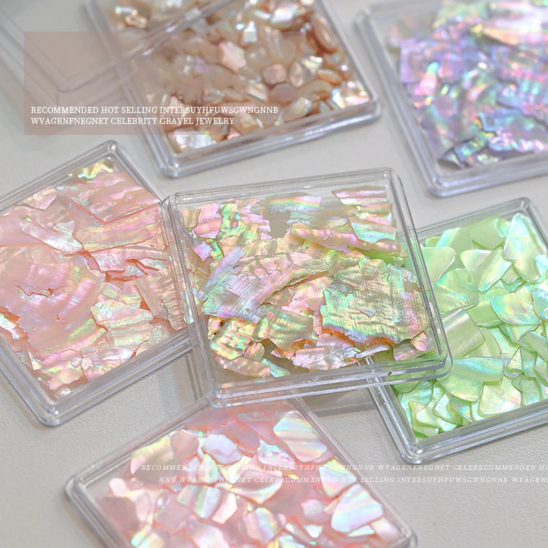 Hot Sale 1Box Aurora Shell Flakes Abalone Nails Charms Thin Natural Irregular Slice Shell Stone Sequins Manicure Art Decoration