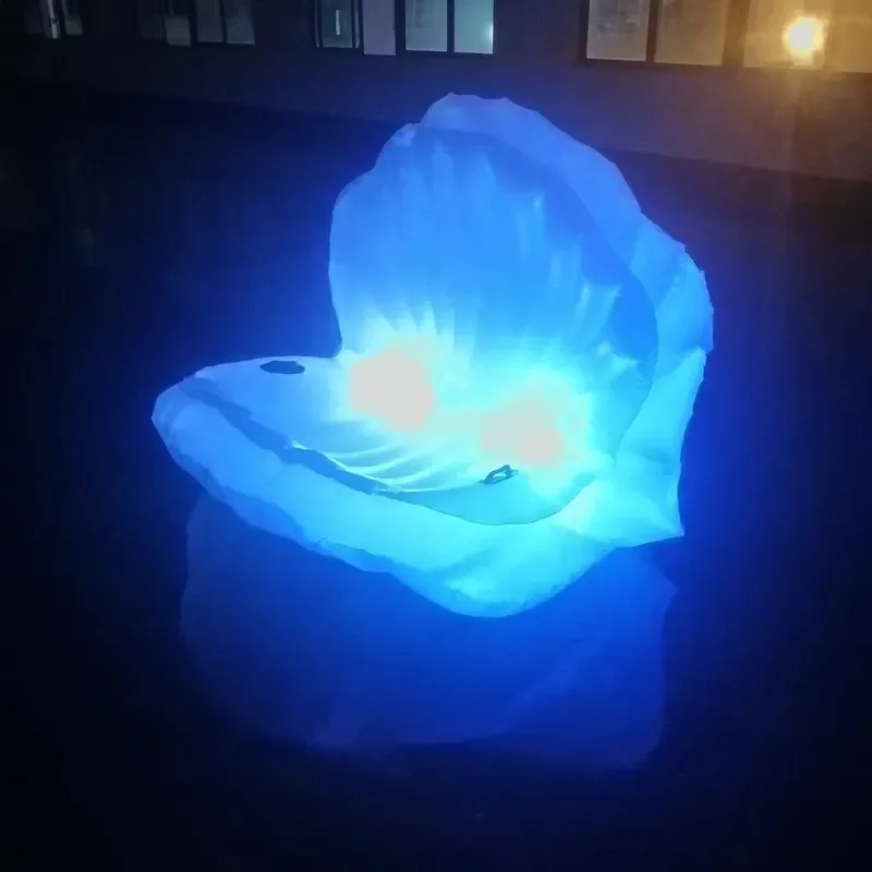 LED Light Up Inflatable Mermaid Float Giant Pearl Shell Swimming Pool Lounger Beach Water Toy Summer Floating Row Mattress