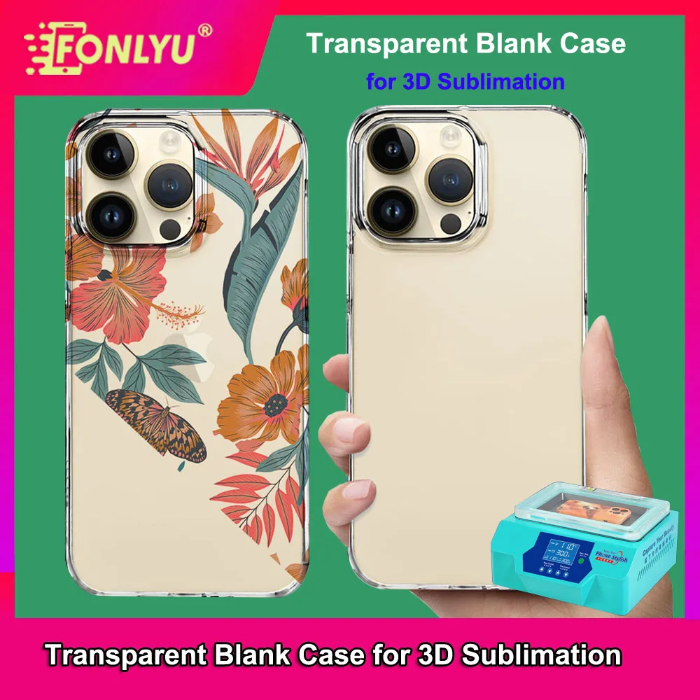 FONLYU Transparent Blank Phone Covers for Sublimation Machine DIY Thermal Single Cases for iPhone 17 16 15 14 13 12 Series