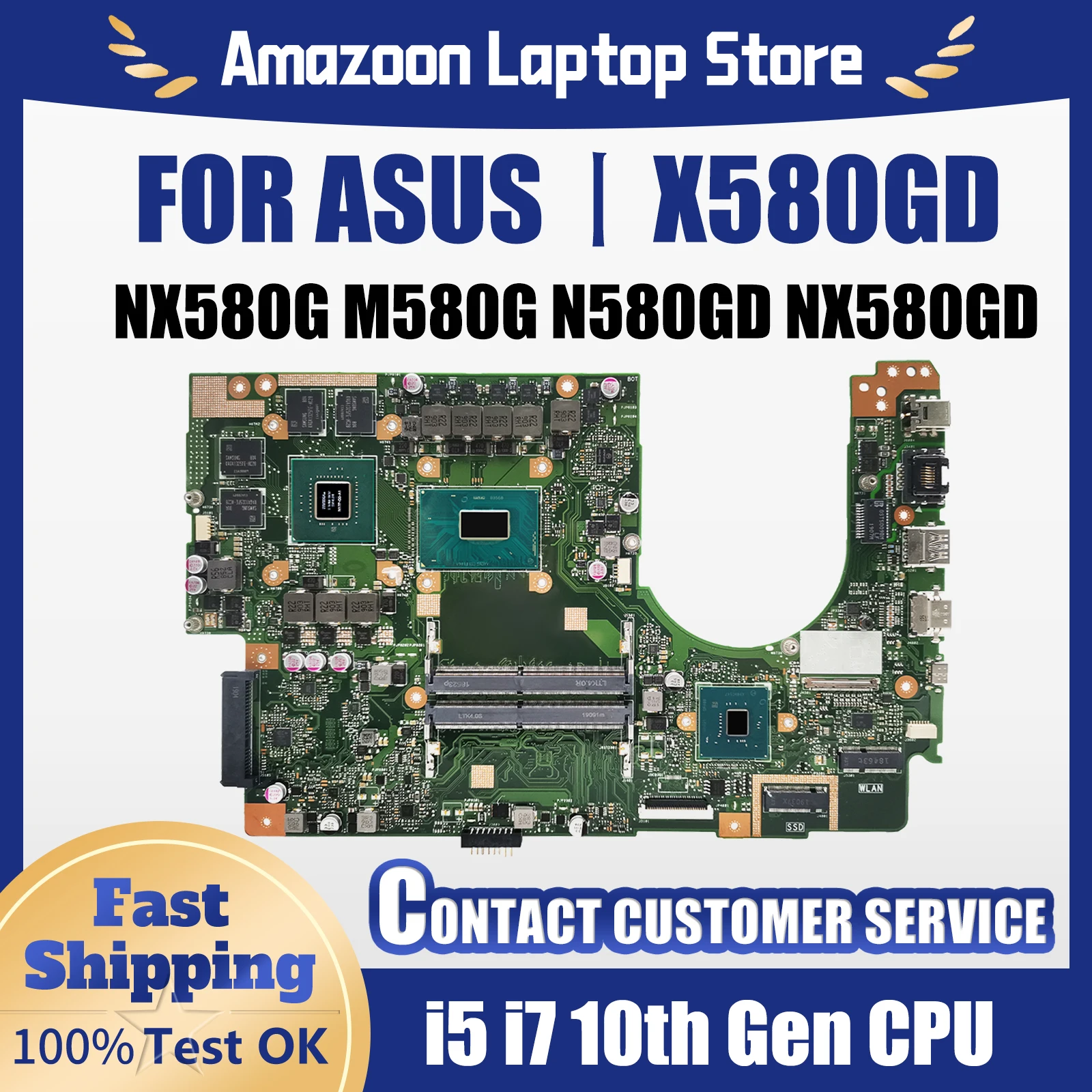 X580GD Mainboard For ASUS Vivobook NX580G/M580G/N580GD/NX580GD Laptop Motherboard CPU I5 I7-8th Gen GTX1050 GPU DDR4