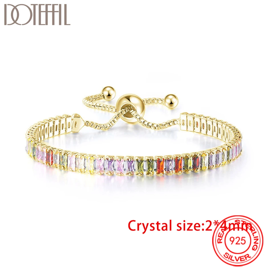 DOTEFFIL Authentic 925 Sterling Silver Tennis Chain Bracelet Moulding Process Hanmade High-end Hand Chain