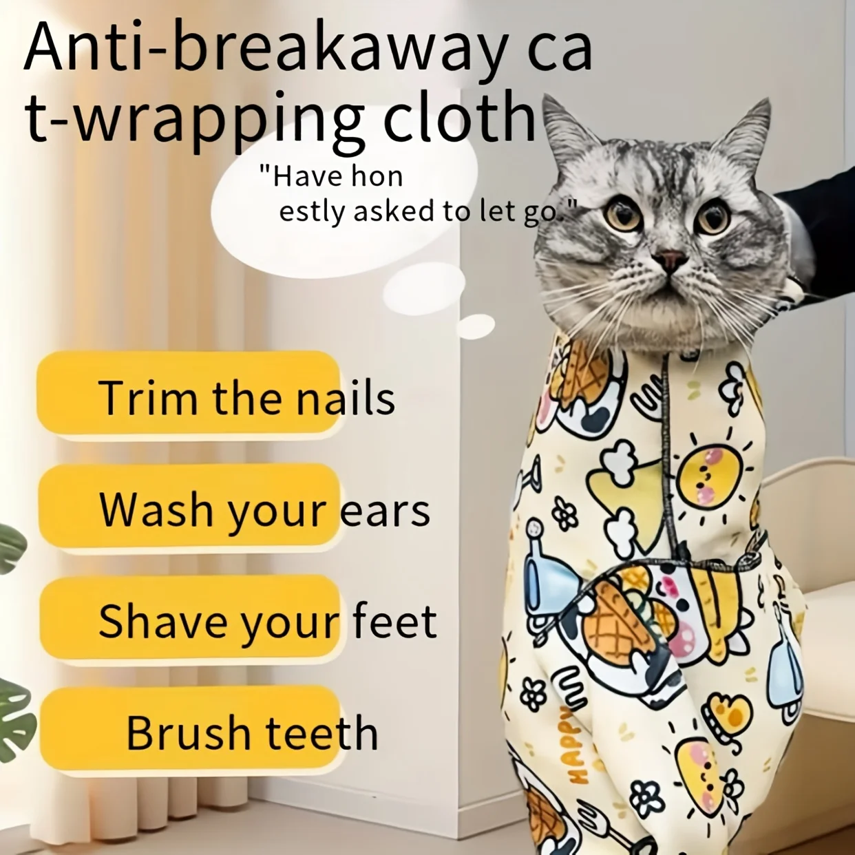 Extra Large Anti-Escape Cat Cloth for Trimming & Grooming. Washable, Durable & Playful Design. Pet Grooming Essentials!
