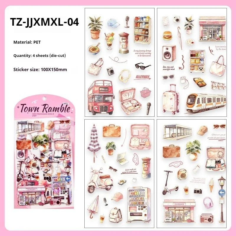 JIANWU Vintage Reizen Leven Landschap Materiaal Collage Scrapbooking PET Sticker Creatief DIY Dagboek Kantoorartikelen