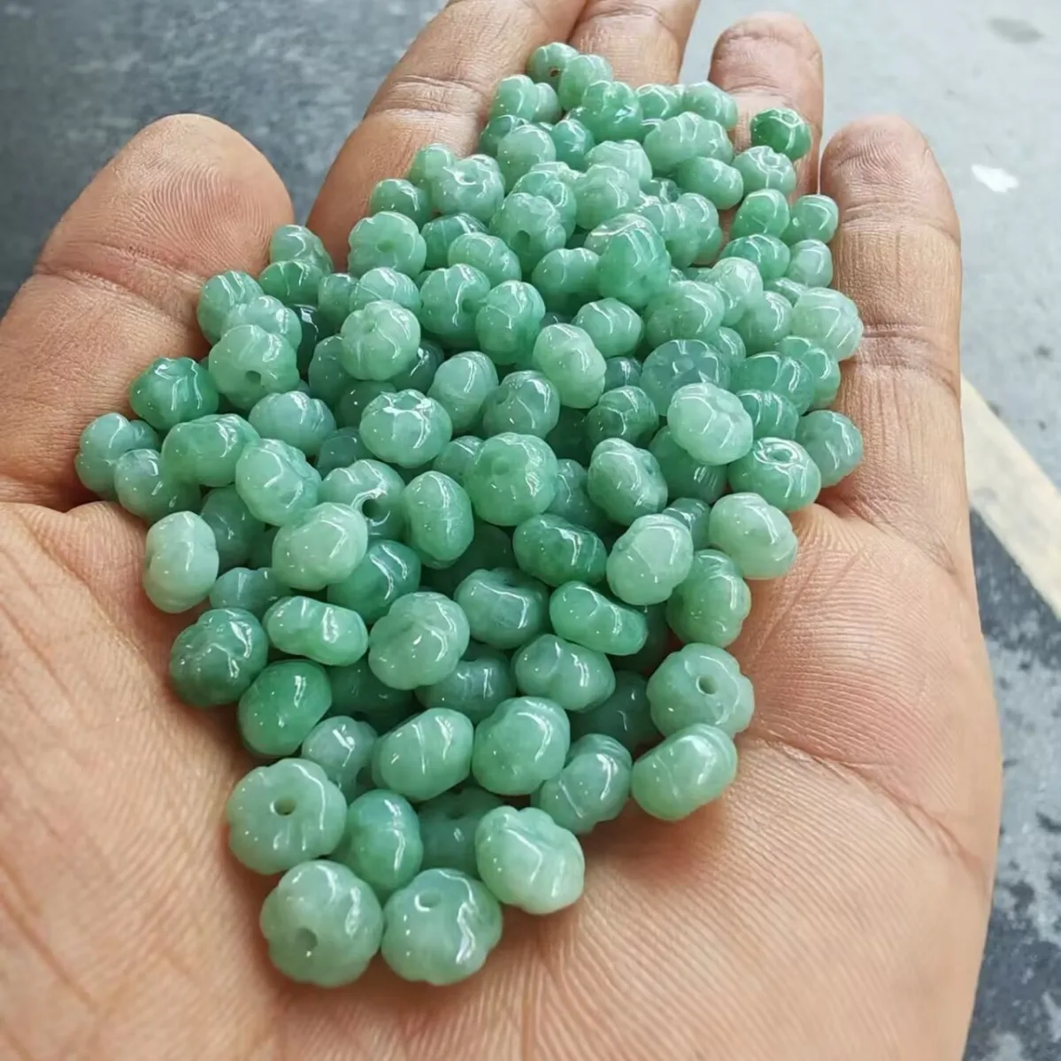 

7mm Natural Myanmar Jadeite Green Burmese Jade Pumpkin Beads For Jewelry Making Diy Bracelet Beaded Necklace Charms Accessories