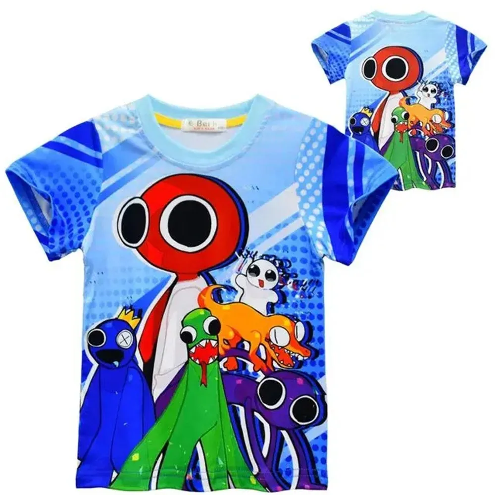 Rainbow Friends Game Kids Cosplay T-Shirt Girls Boys Short Sleeve Summer Cartoon Tops Children Sports Clothing