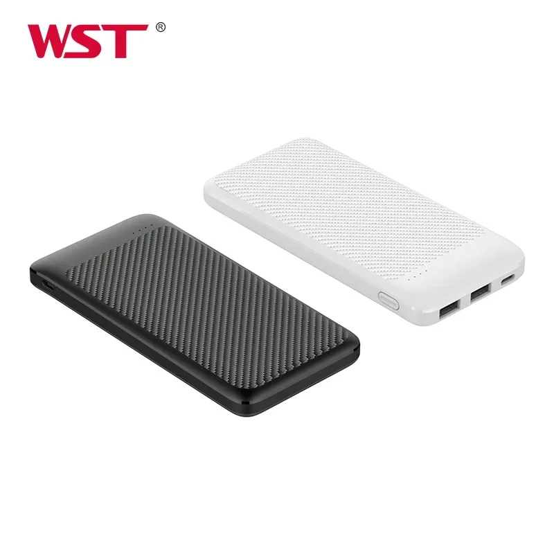 WST Personalized  Bank Mobile Power USB Carbon Fiber Pattern 10000mah Power Bank for Cup Heating Pad