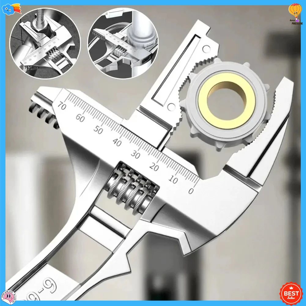 Large open adjustable sink wrench, multifunctional bathroom faucet wrench, plumbing installation and repair tool.