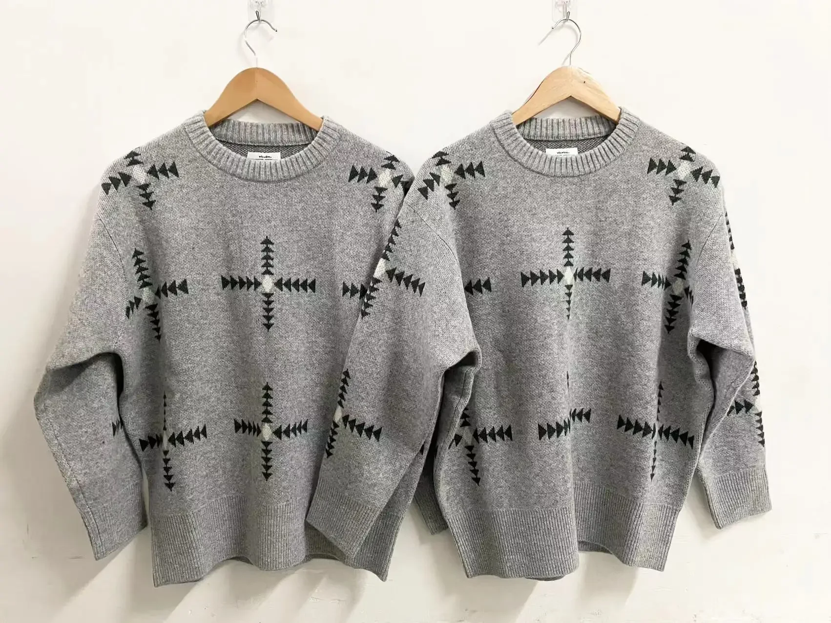 

[Retail And Wholesale]VISVIM WMV KOFU VINTAGE JACQUARD KNIT Wool Cross Sweater Men's 18AW 086