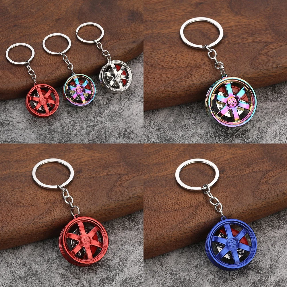 Metal Brake Caliper Keychain for Car Wheel Hub Modification Creative Automotive Key Ring for Men and Women Small Gift
