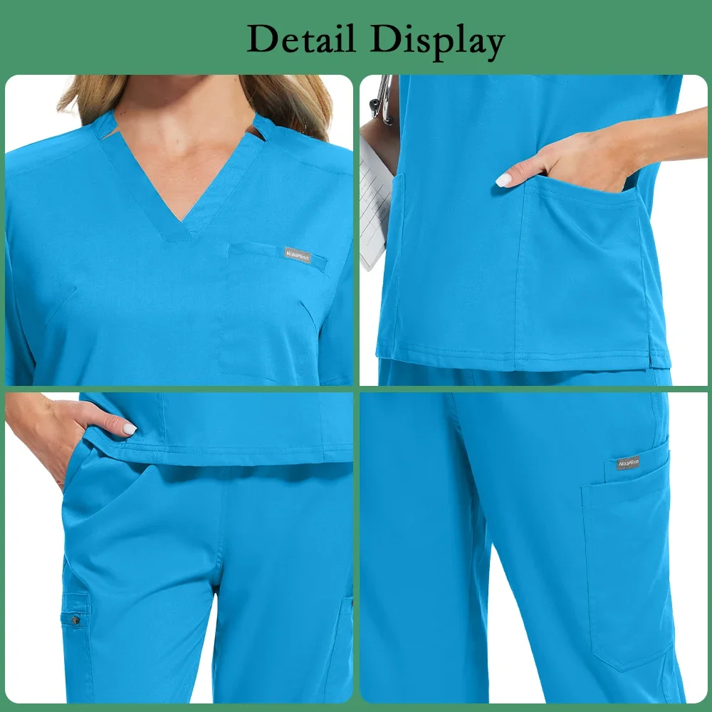 Uniformes d'infirmière à manches courtes, haut à col en v, pantalons de jogging pour femmes, blouses chirurgicales, combinaison de soins infirmiers pour dentiste, tenue de médecin d'hôpital pour animaux de compagnie