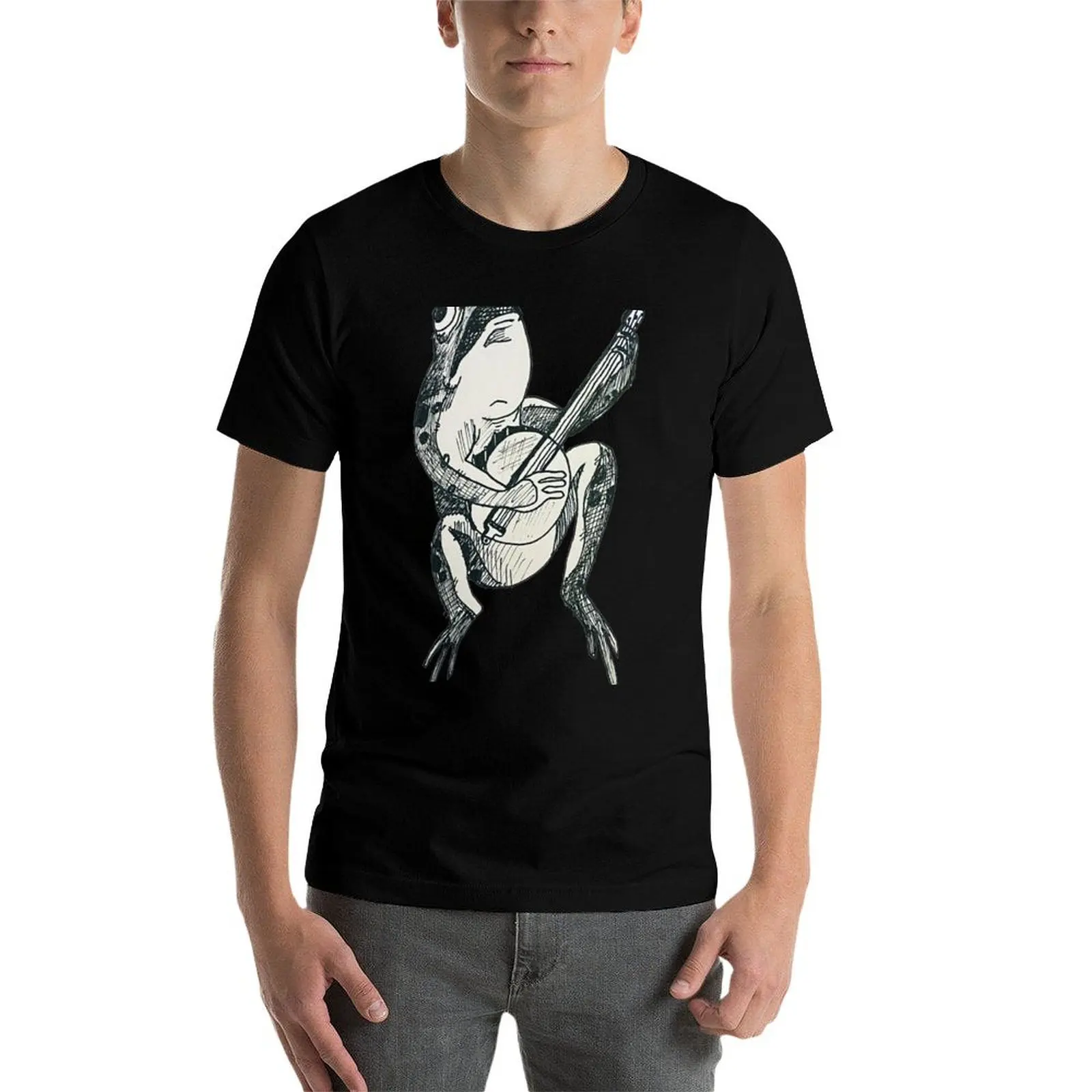 

stinky frog playing his banjo T-Shirt anime tshirt man t shirt graphic cotton t shirt pack T-Shirt