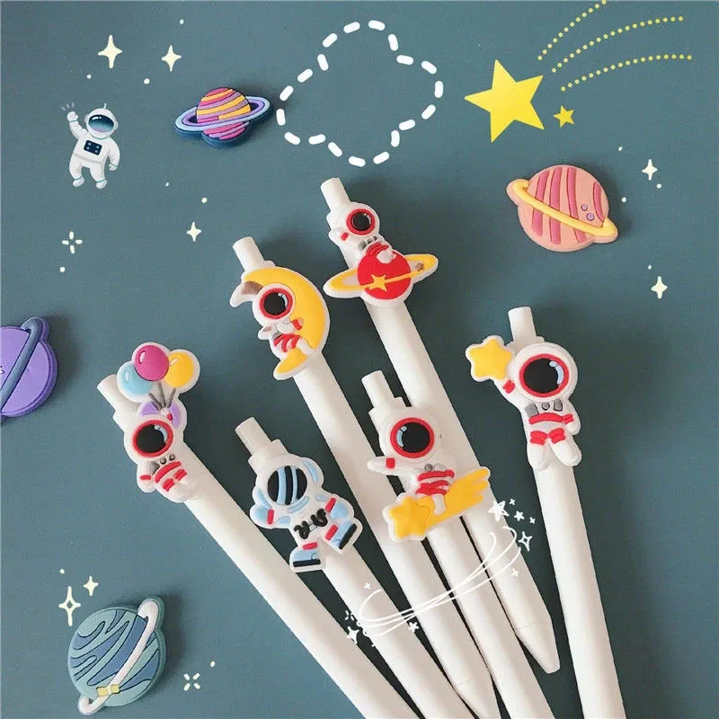 

6 Pcs/lot Astronaut planet Gel Pen Cartoon 0.5mm Black Ink Gel Pens Writing Pen Kawaii School Office Supply