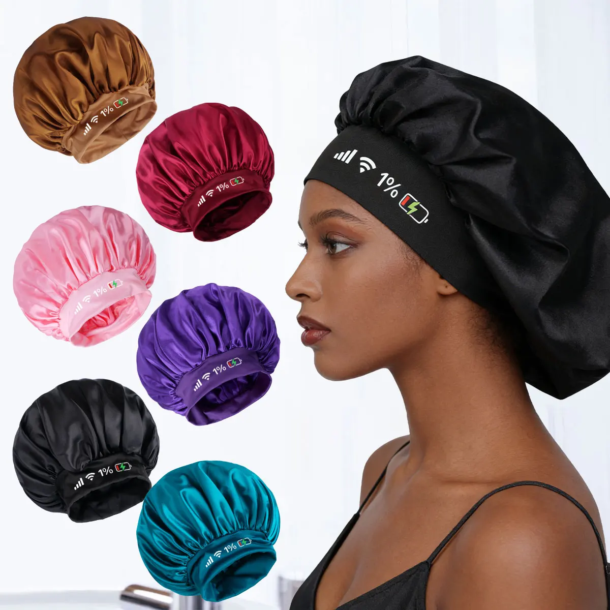Ladies Satin Sleep Cap Soft Daily Use Comfortable Design Mul
