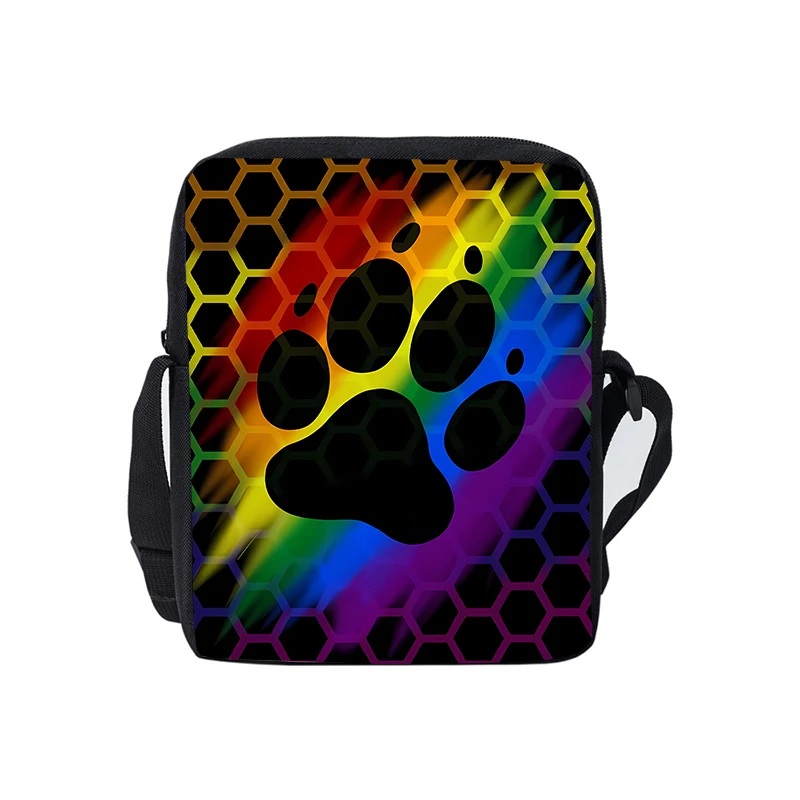 Paw Print Daily Single Sided Messenger Bag For Boy/Girls Children Best Gifts 2D Flat Cartoon Casual Teenage Crossbody Bag