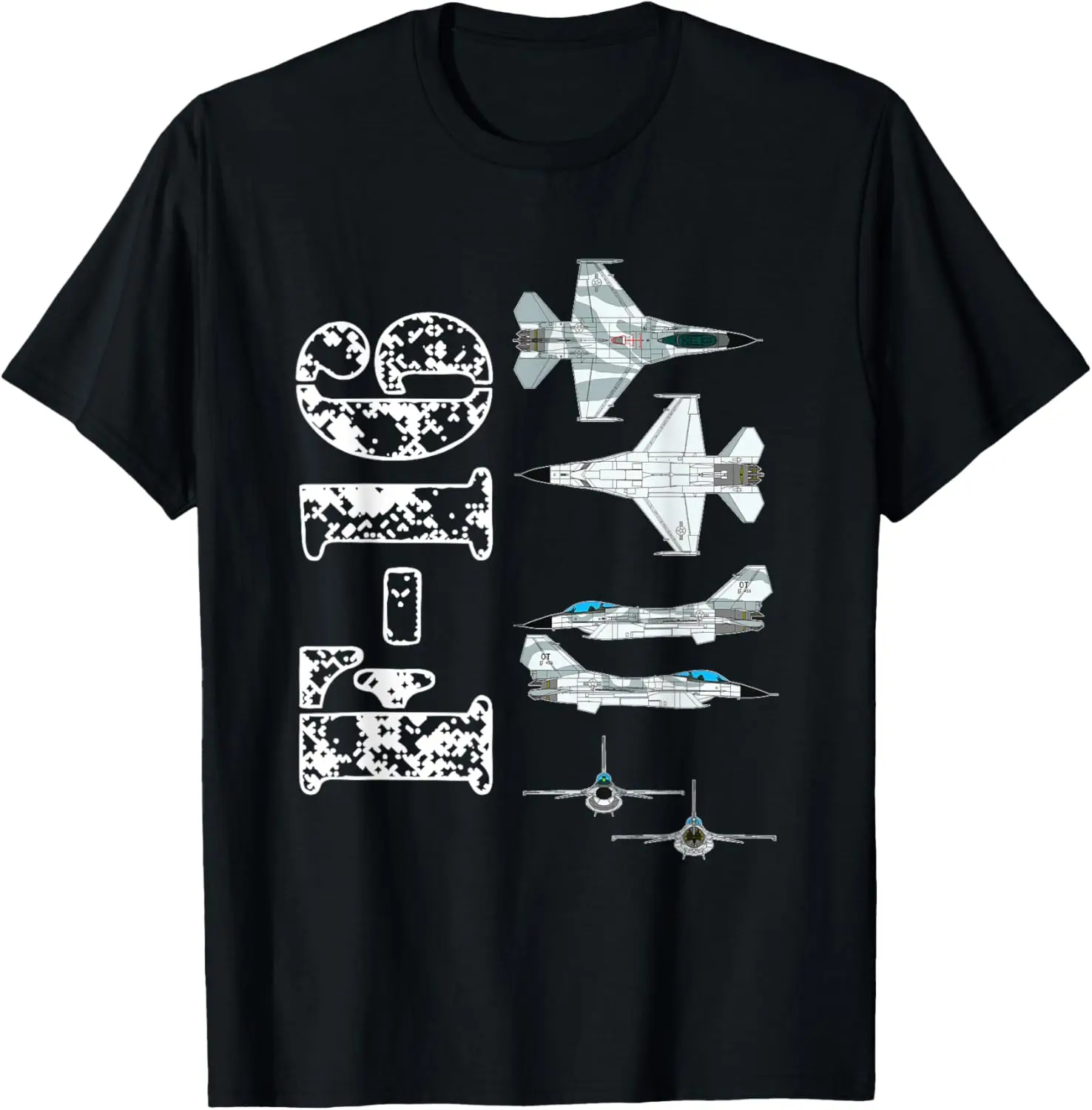 

F16 Jet Aircraft Fighter Jet Blueprint Design Men T-Shirt Short Sleeve Casual 100% Cotton Shirt