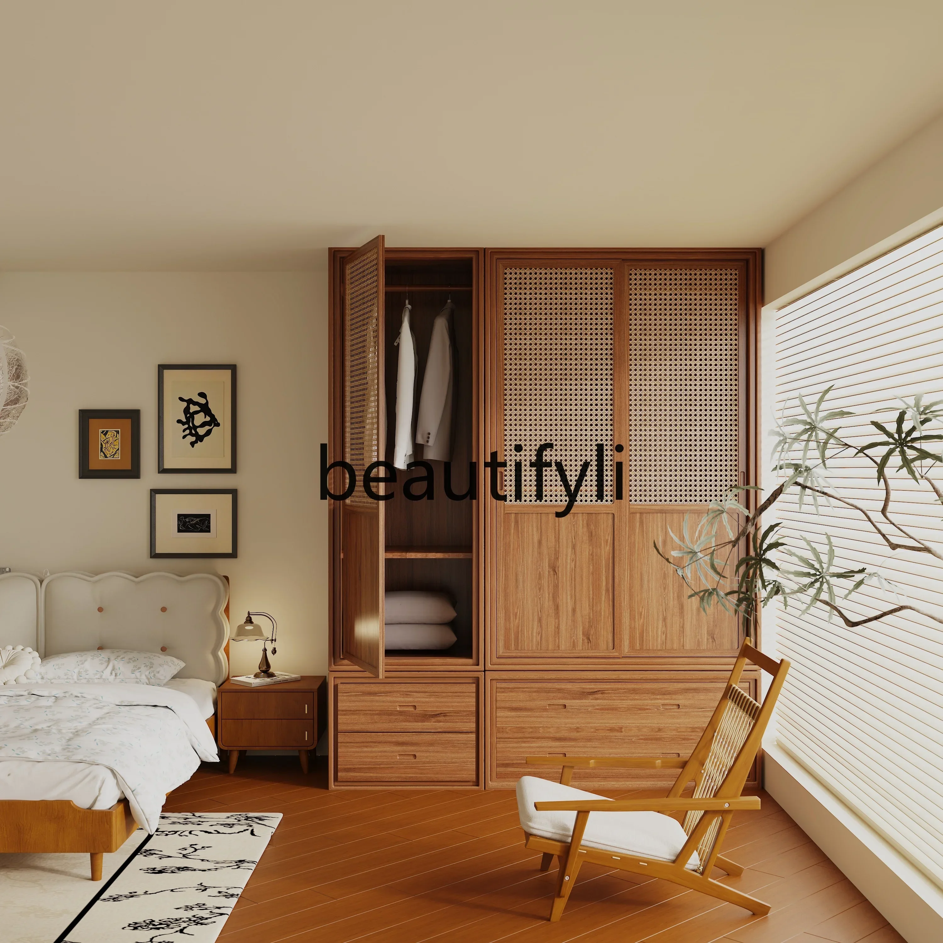 

Modern Simple Home Bedroom Japanese Multifunctional Storage Combination