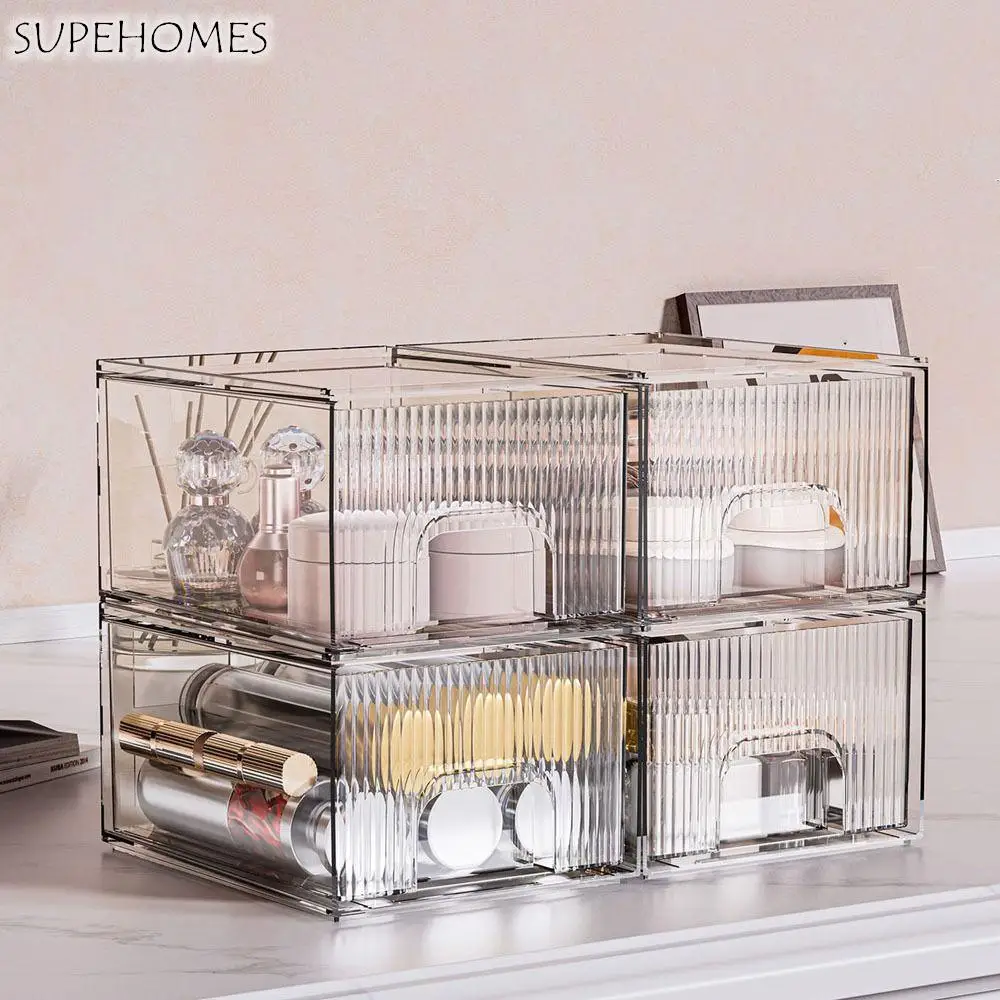 

Acrylic Drawer Type Storage Box Dustproof Transparent Cosmetics Storage Box Large Capacity Space Saving Desktop Organizer