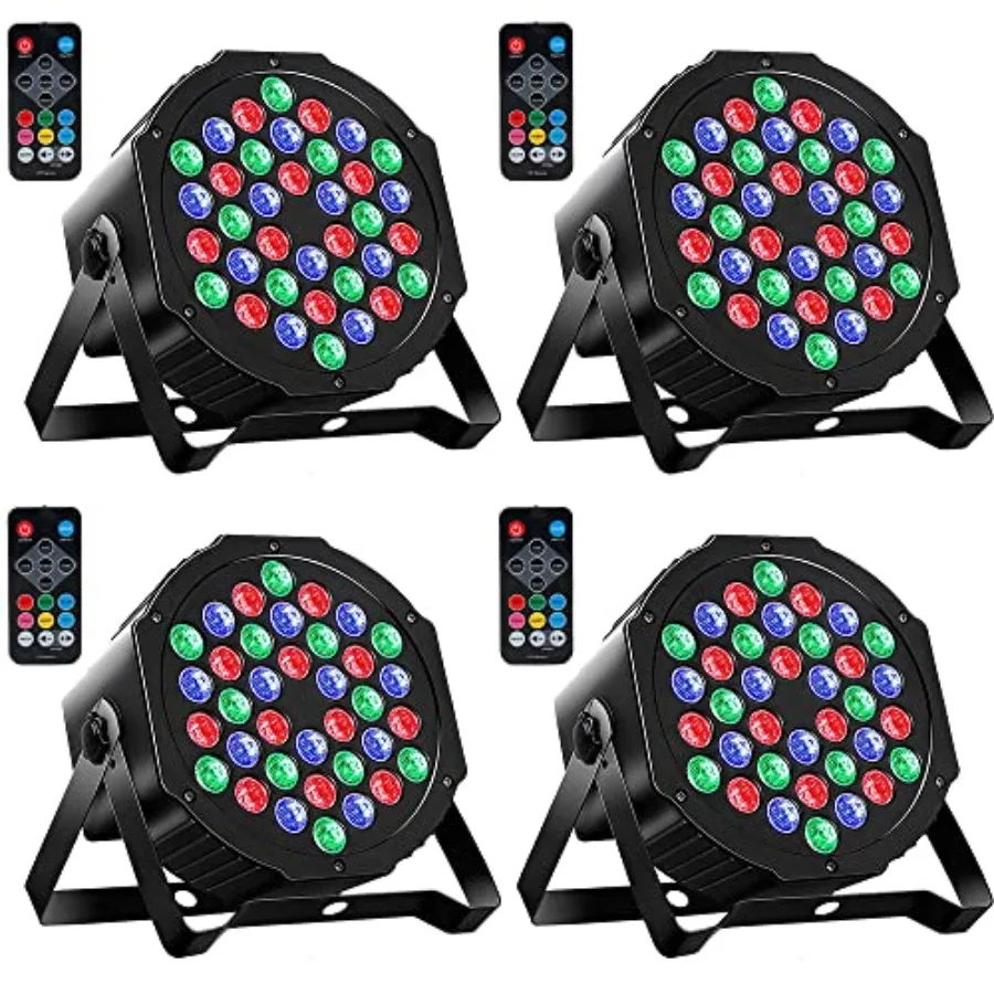 

Par Lights, RGB 36 LED Stage Light Sound Activated DMX Control, 7 Modes Uplighting with Remote Control Stage Lighting, DJ Party