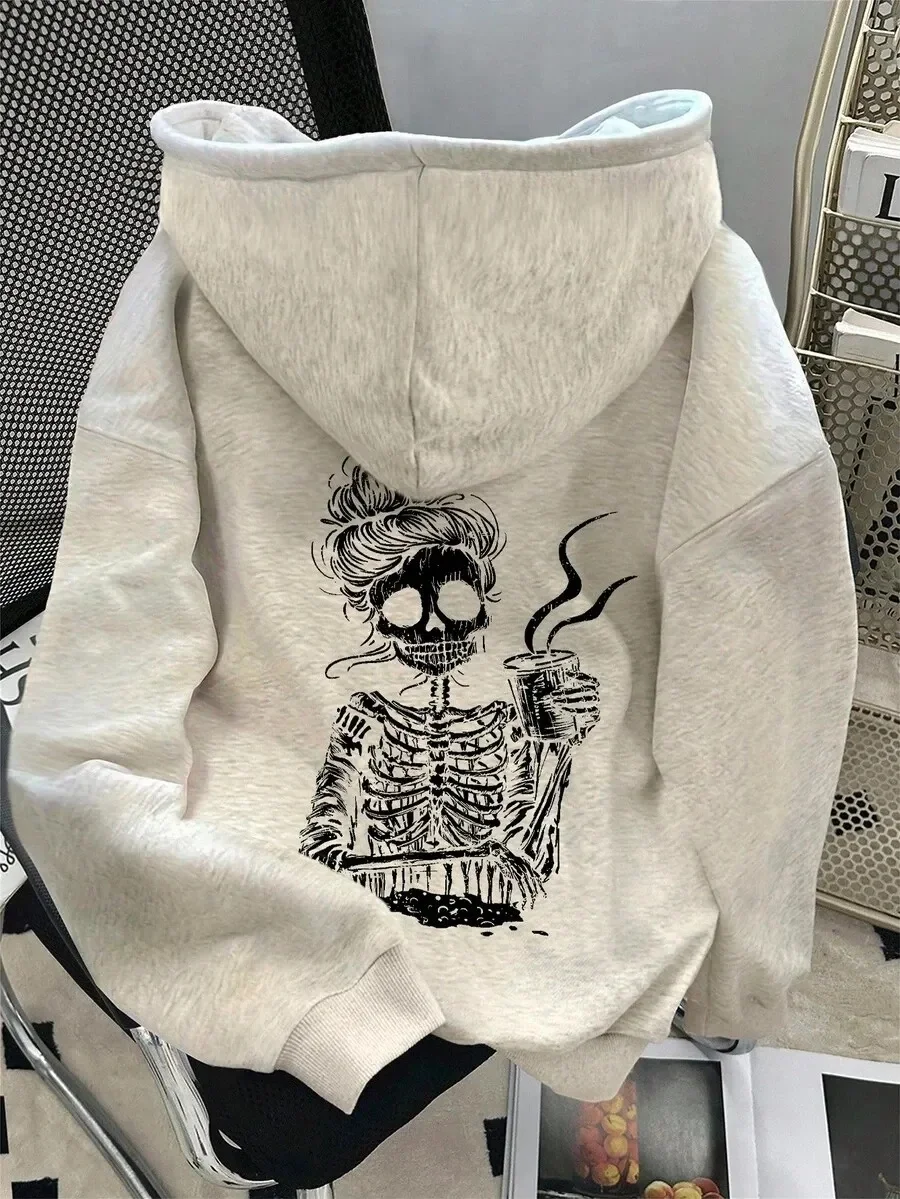 

Gothic - Humorous Pure Cotton Hoodie Showcasing A Unique Skeleton Design - A Stylish Pick for Streetwear Fans Option for Trend