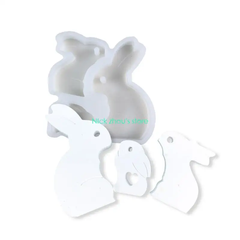 E15E Silicone Mold for Rabbit Figurine 3 Rabbit Family Silicone Mold Jewelry Tool