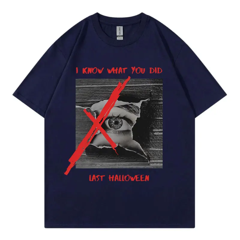 أعرف ما فعلت في الهالوين مضحك ميمي الجرافيك تي شيرت أزياء خمر تي شيرتات قصيرة الاكمام للجنسين عارضة فضفاض تي شيرت #3