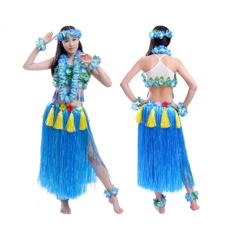 Halloween party clothes Elastic waistline Hawaiian hula dancing grass skirt women garment suit 80cm Hawaii Dance Skirt 10 colors